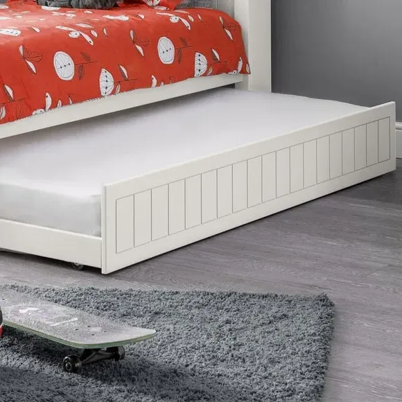 Single Trundle Bed with Storage - White, Lacquer