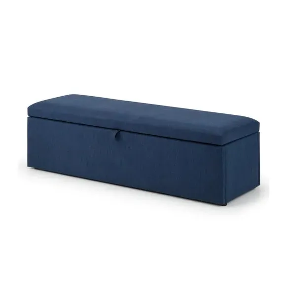 Storage Ottoman with Lift Tab - Blue, Linen