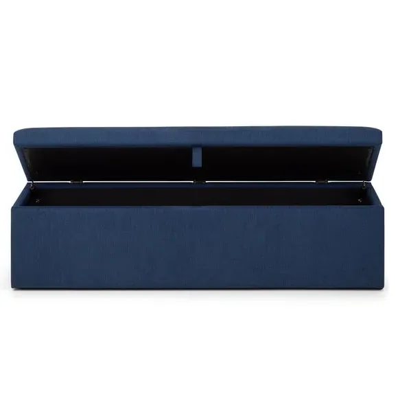 Storage Ottoman with Lift Tab - Blue, Linen