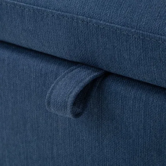 Storage Ottoman with Lift Tab - Blue, Linen