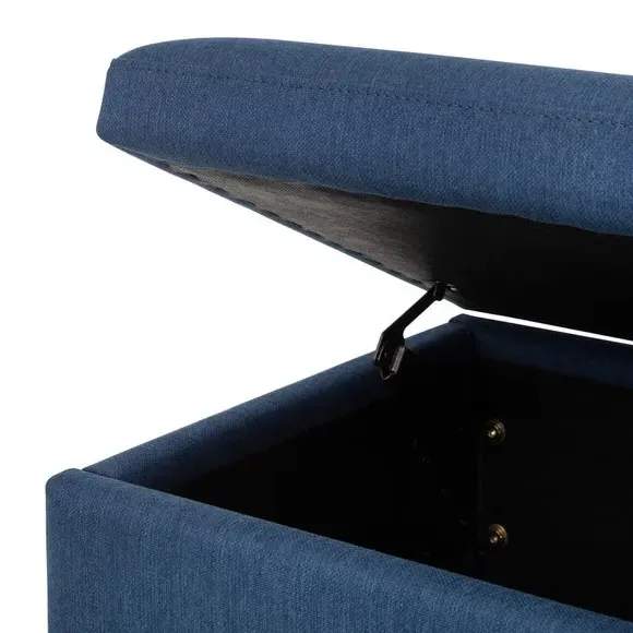 Storage Ottoman with Lift Tab - Blue, Linen