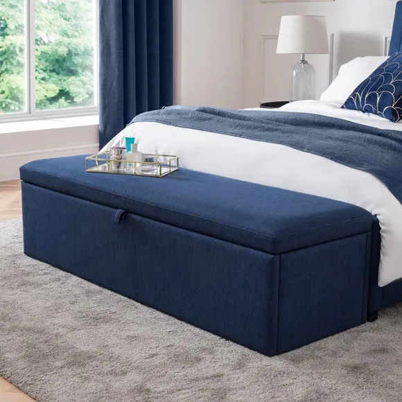 Storage Ottoman with Lift Tab - Blue, Linen image