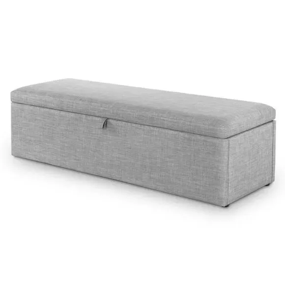 Storage Ottoman with Lift Tab - Grey, Linen