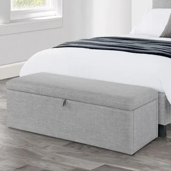 Storage Ottoman with Lift Tab - Grey, Linen