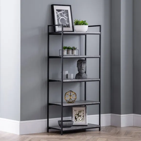 Tall Bookcase with 5 Shelves - Grey, Steel