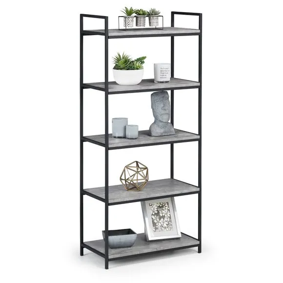 Tall Bookcase with 5 Shelves - Grey, Steel