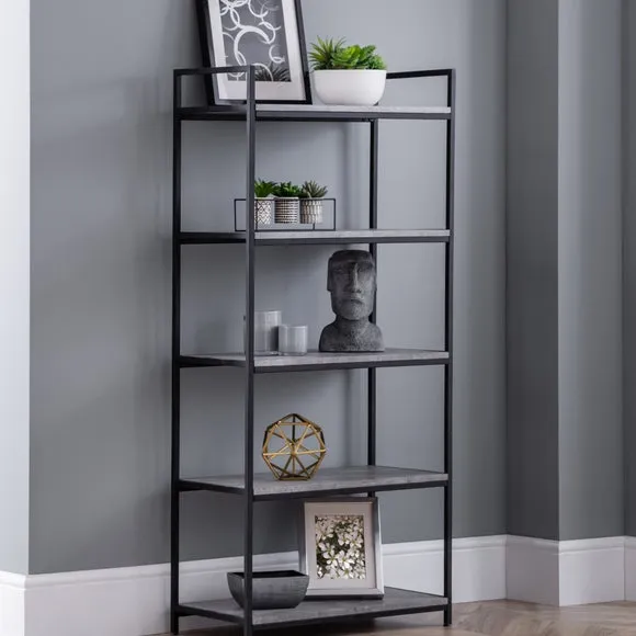 Tall Bookcase with 5 Shelves - Grey, Steel image