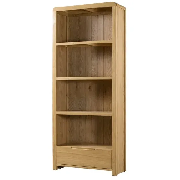 Tall Bookcase with Curved Edges - Oak Wood image