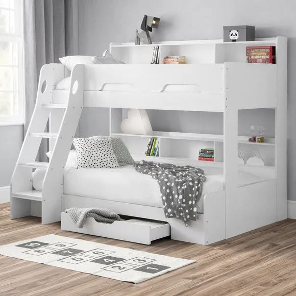 Triple Sleeper Bunk Bed with Storage - White image