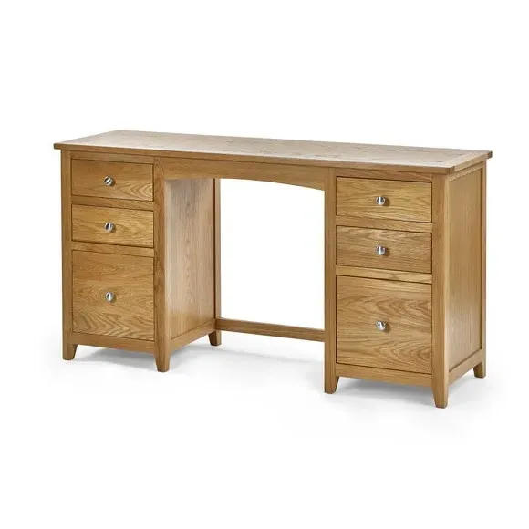 Twin Dressing Table with Stool - Oak, Solid Wood