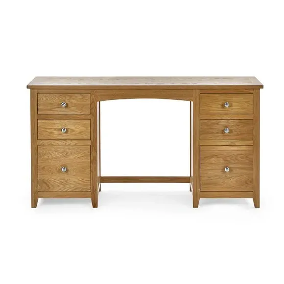 Twin Dressing Table with Stool - Oak, Solid Wood