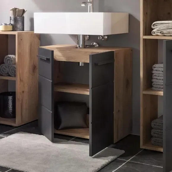 Under Sink Cabinet with Shelves - Black, Oak
