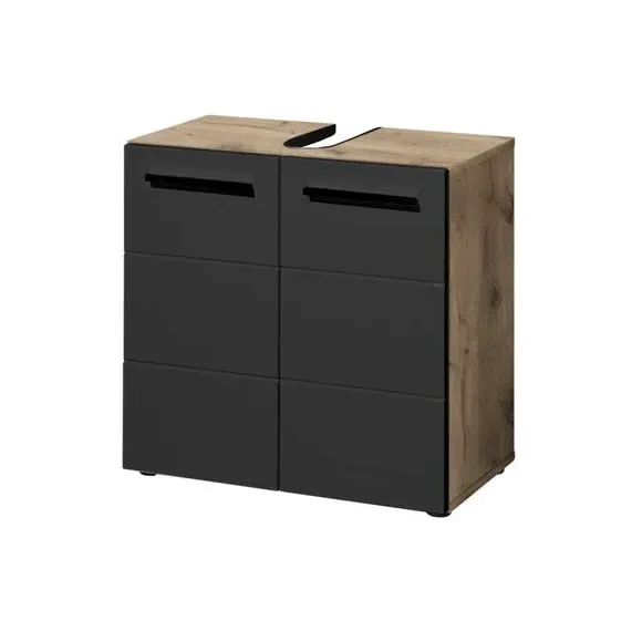 Under Sink Cabinet with Shelves - Black, Oak