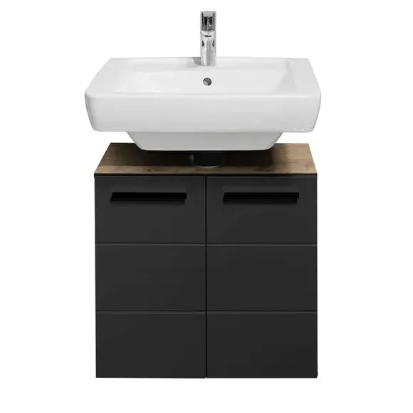 Under Sink Cabinet with Shelves - Black, Oak