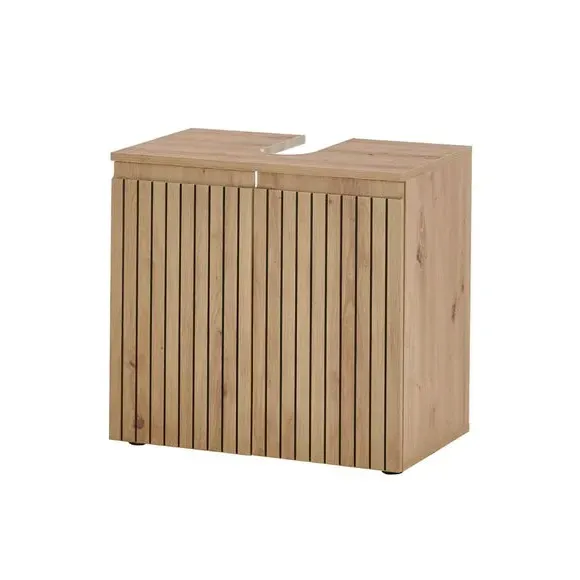 Under Sink Cabinet with Slatted Doors - Brown, Wood