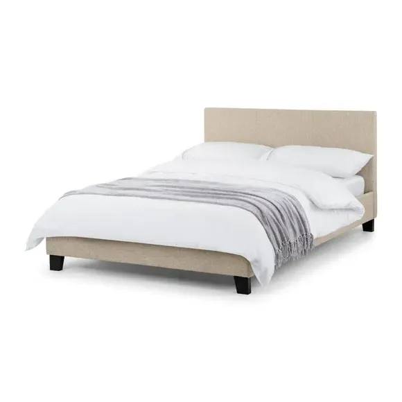 Upholstered Bed Frame with Headboard - Cream, Fabric