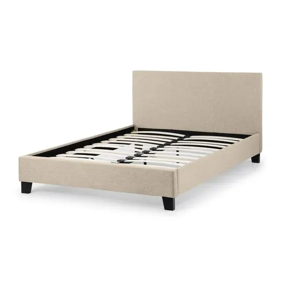 Upholstered Bed Frame with Headboard - Cream, Fabric