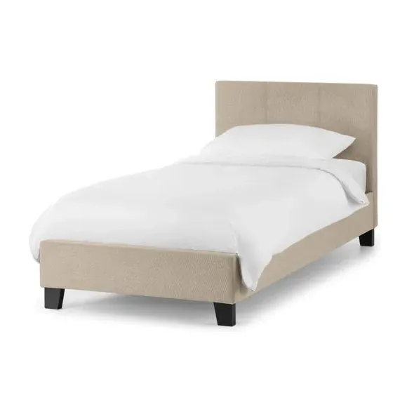 Upholstered Bed Frame with Headboard - Cream, Fabric