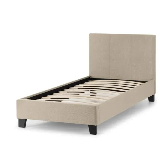 Upholstered Bed Frame with Headboard - Cream, Fabric