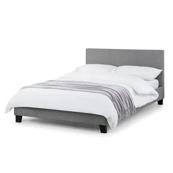 Upholstered Bed Frame with Headboard - Grey, Fabric