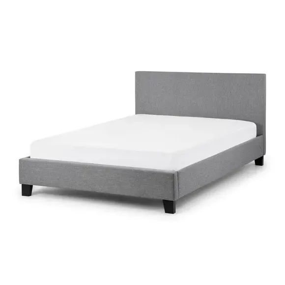 Upholstered Bed Frame with Headboard - Grey, Fabric