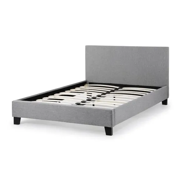 Upholstered Bed Frame with Headboard - Grey, Fabric