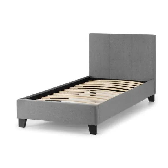 Upholstered Bed Frame with Headboard - Grey, Fabric