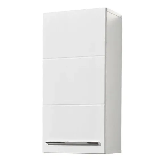 Wall Cabinet with Notched Design - White Gloss