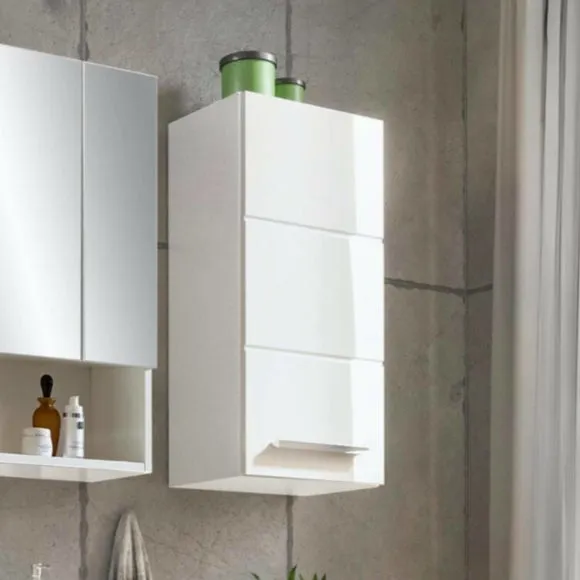 Wall Cabinet with Notched Design - White Gloss image