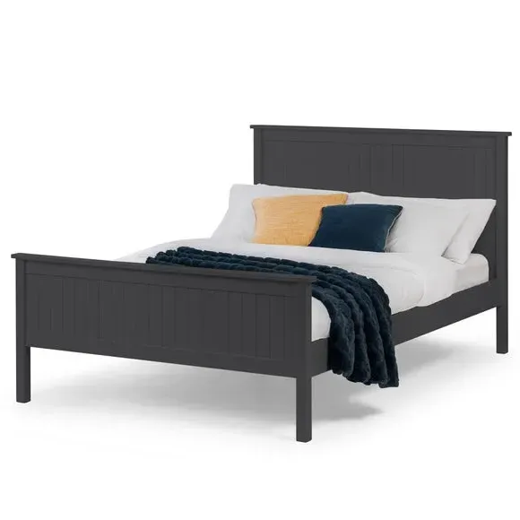 Wooden Bed Frame with Panels - Black, Wood