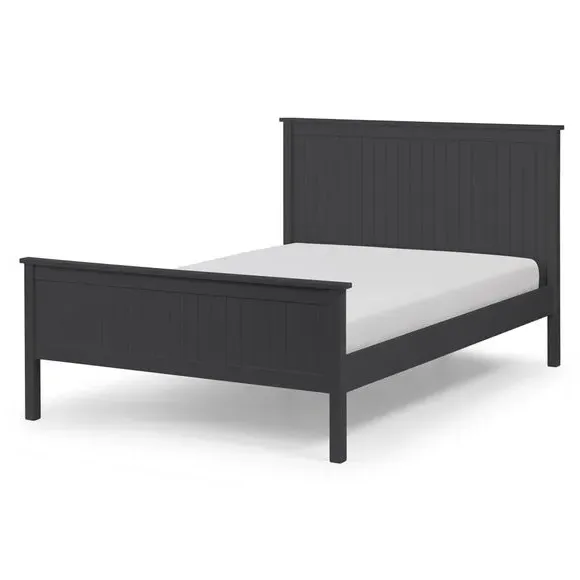Wooden Bed Frame with Panels - Black, Wood