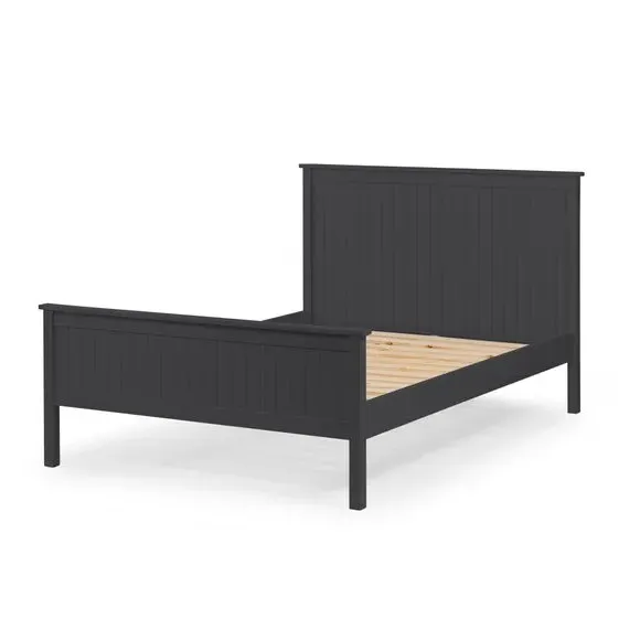 Wooden Bed Frame with Panels - Black, Wood
