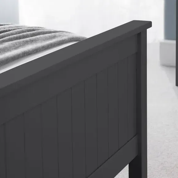 Wooden Bed Frame with Panels - Black, Wood