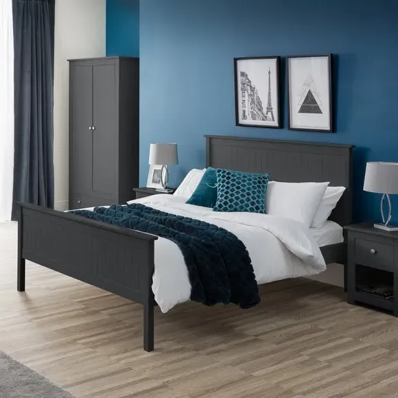 Wooden Bed Frame with Panels - Black, Wood