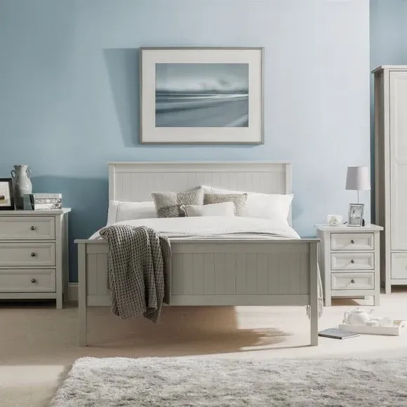 Wooden Bed Frame with Panels - Grey, Wood