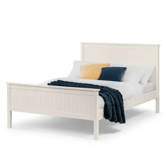 Wooden Bed Frame with Panels - White, Wood
