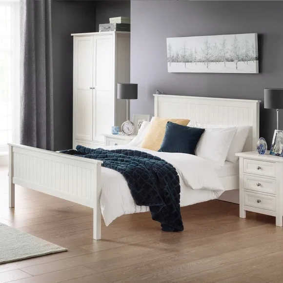 Wooden Bed Frame with Panels - White, Wood