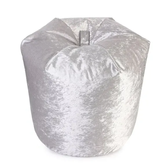 Bean Bag with Zip Opening - Silver, Velvet