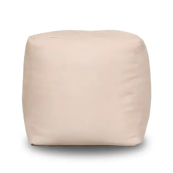 Cube Bean Bag with Zip Opening - Cream, Faux Suede