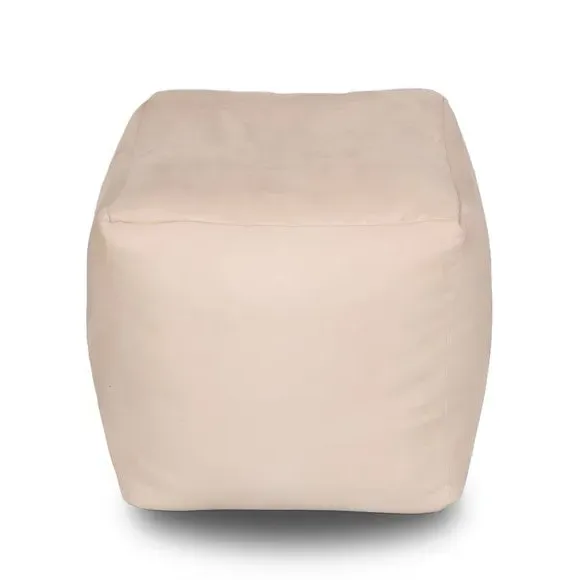Cube Bean Bag with Zip Opening - Cream, Faux Suede image