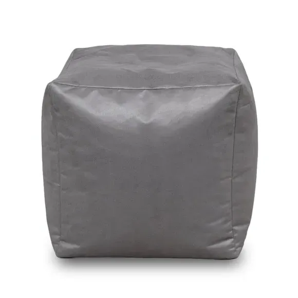 Cube Bean Bag with Zip Opening - Grey, Faux Suede