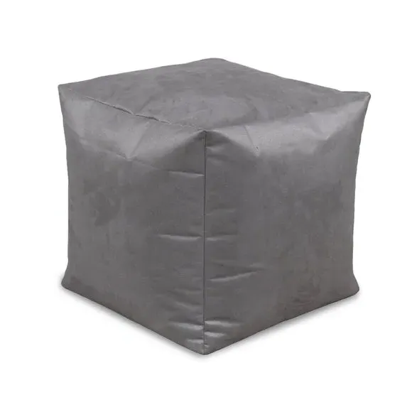 Cube Bean Bag with Zip Opening - Grey, Faux Suede