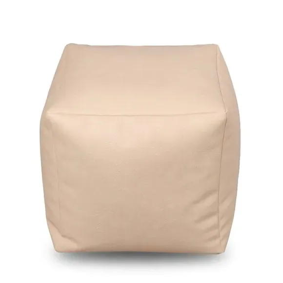 Cube Beanbag with Zip Opening - Cream, Faux Leather image