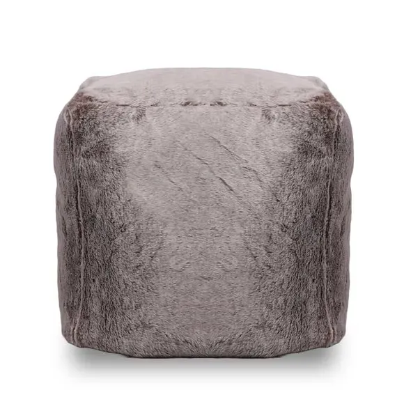Cube Beanbag with Zip Opening - Grey, Faux Fur image