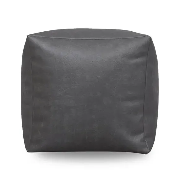 Cube Beanbag with Zip Opening - Grey, Faux Leather