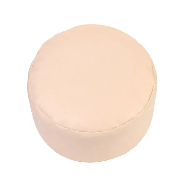 Round Pouffe with Zip Opening - Cream, Faux Leather