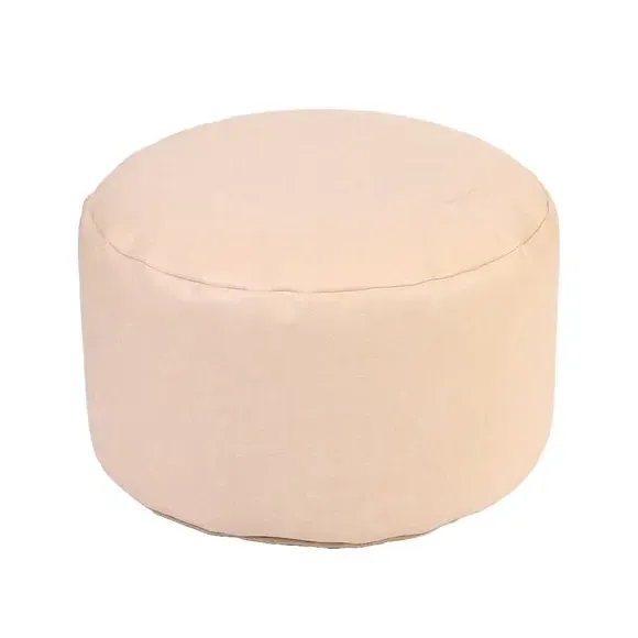 Round Pouffe with Zip Opening - Cream, Faux Leather image