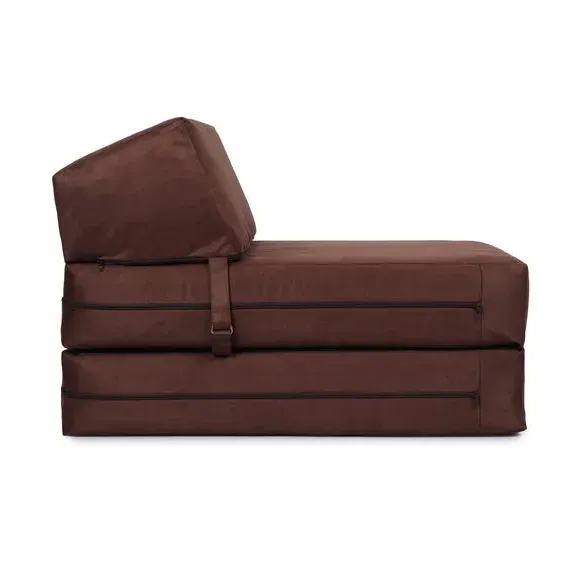 Single Chair Bed with Headrest - Chocolate
