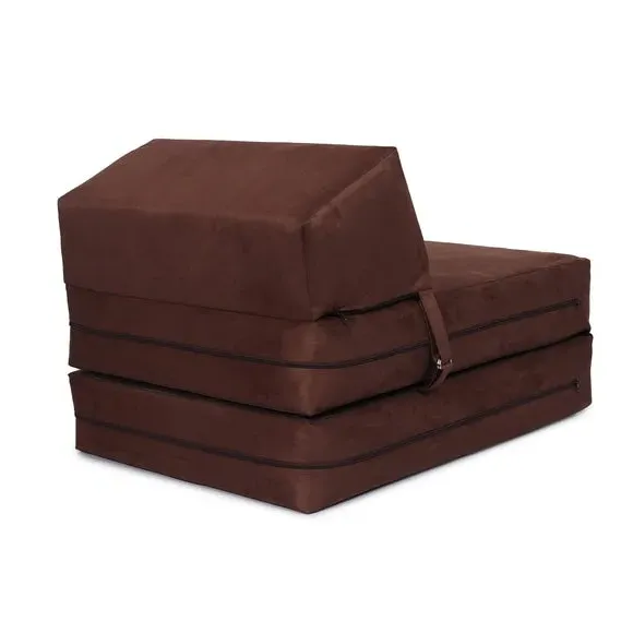 Single Chair Bed with Headrest - Chocolate