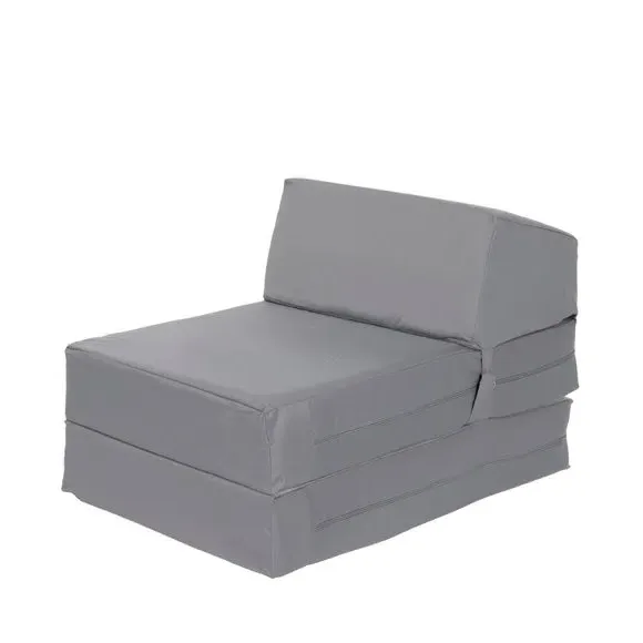 Single Chair Bed with Headrest - Grey